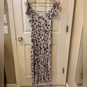 Faux wrap flutter sleeve dress